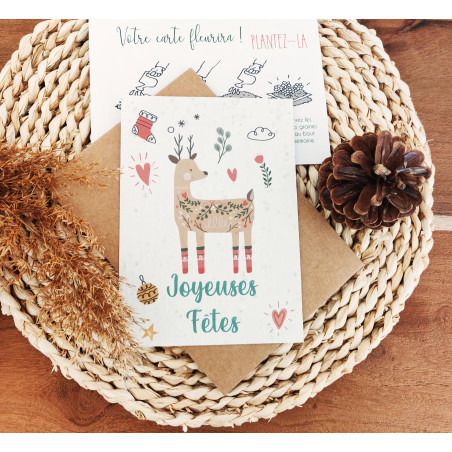 Lot de 4 Cartes à planter, Joyeux Noël, carte de voeux Noël en papier ensemencé