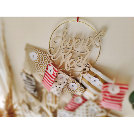 Calendrier de l'avent DIY pochettes doré, rouge, noir,