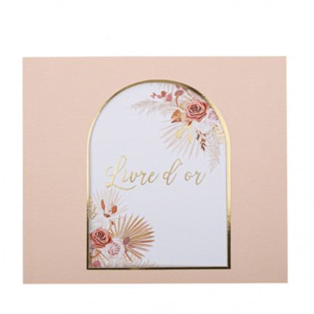Livre d'Or Coachella, Terracotta, Blush et Or mariage bohème pampa hippie arche