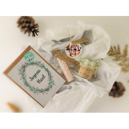 Box coffret cadeau Noël femme, fille, Nounou, Maitresse, carte à planter, bougie,  fondant, sel rose de l'Himalaya, cadeau clien Box coffret cadeau Noël femme, fille, Nounou, Maitresse, carte à planter, bougie,  fondant, sel rose de l'Himalaya, cadeau clien
