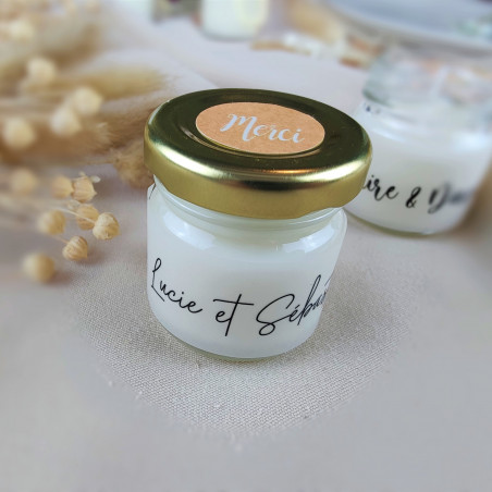 Bougie cadeau invités artisanal, personnalisé, mariage, baptême, remerciement, entreprise, client, corporatif
