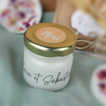 Bougie cadeau d'invités mariage cire de soja hygge