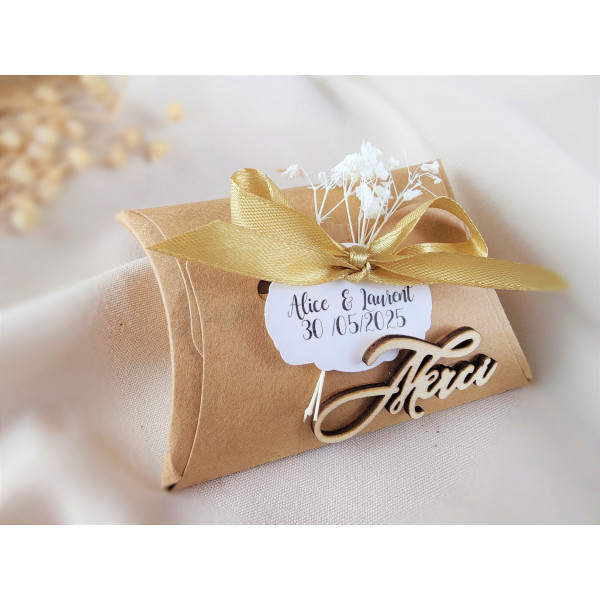 Boîte à dragées personnalisée   kraft + fleurs...