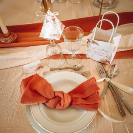 Boîte à dragées Contenants dragées mariage Tipi pyramide Coachella, Terracotta, Blush et Or pampa bohème hippie