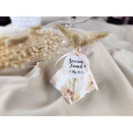 Boîte à dragées personnalisée  pyramide Tipi Coachella, Terracotta, Blush et Or