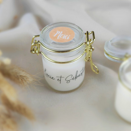 Bougie cadeau d'invités mariage cire de soja hygge