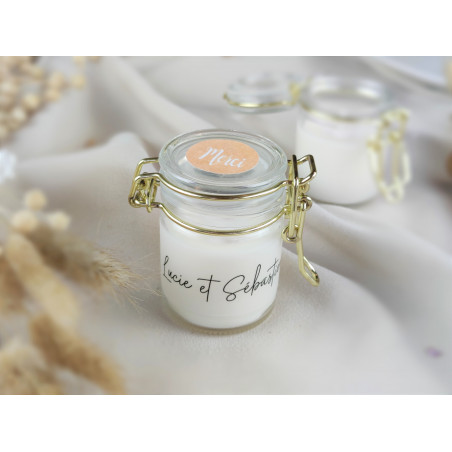 Bougie en bocal or cadeau invités artisanal, personnalisé, mariage, baptême, remerciement, entreprise, client, corporatif