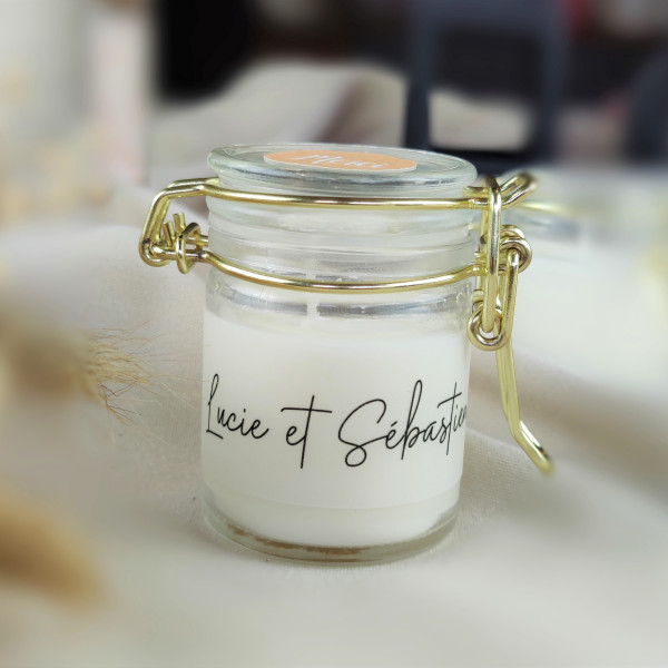 Bougie en bocal or cadeau invités artisanal,...