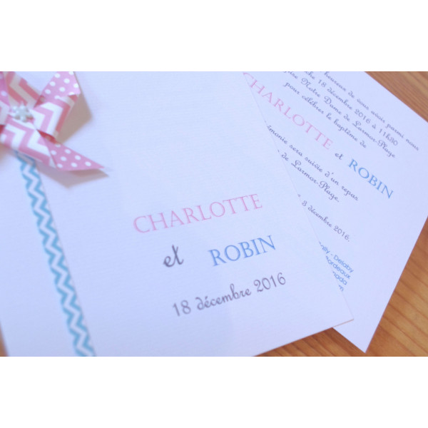 faire part original moulin a vent baptême mixte fille garçon fait main 