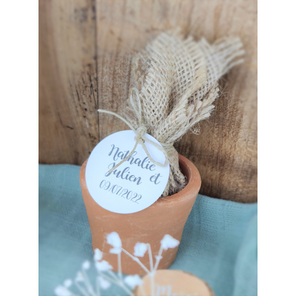 Pot en terre personnalisé + Aumonière en jute...