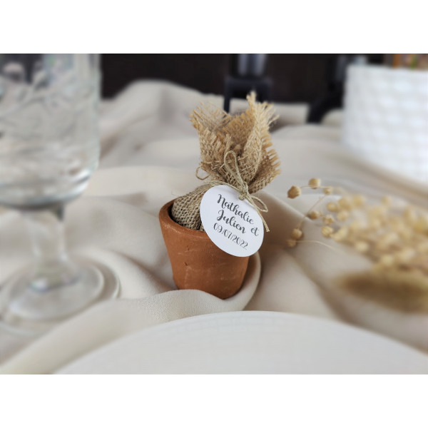 Pot en terre personnalisé + Aumonière en jute...