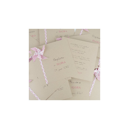 Faire part moulin à vent pour fille- kraft - rose pastel / fait-main