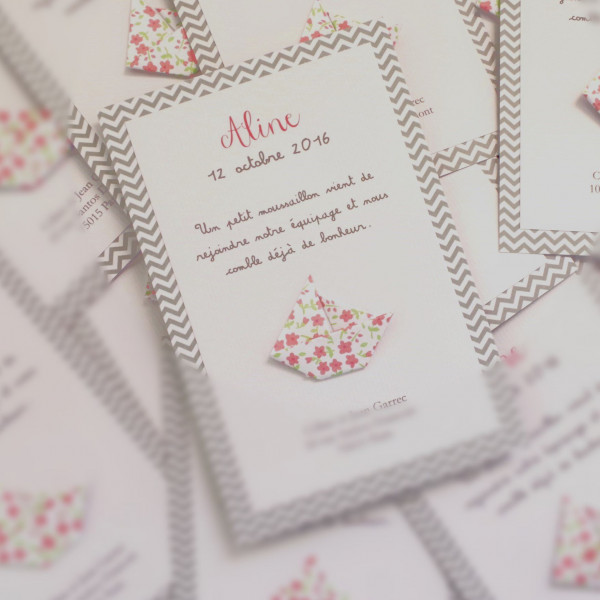 Faire part voilier bateau en origami - liberty...