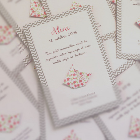 Faire part voilier bateau en origami - liberty rose pour