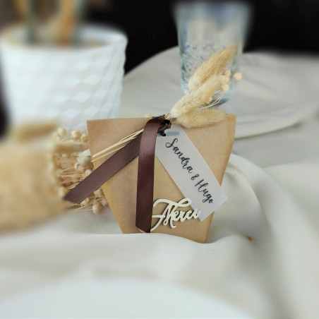 boite a dragees bapteme mariage tropical feuilles kraft