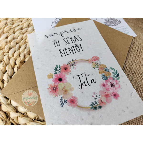 Annonce de grossesse carte à planter pour TATA