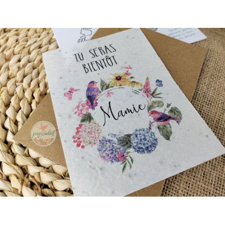 Annonce de grossesse carte à planter pour MAMIE