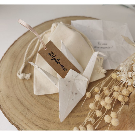 annonce de grossesse demande parrain marraine témoin grue en origami a planter