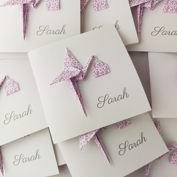 faire part naissance original cigogne liberty violet fait-main artisanal