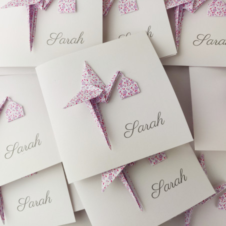 faire part naissance original cigogne liberty violet fait-main artisanal