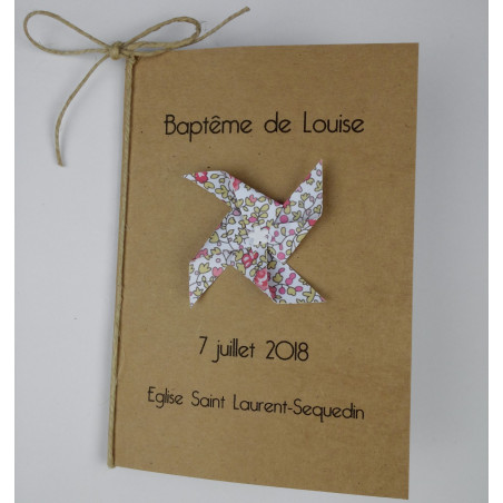 Couverture Livret de messe baptême moulin à vent liberty eloise fille