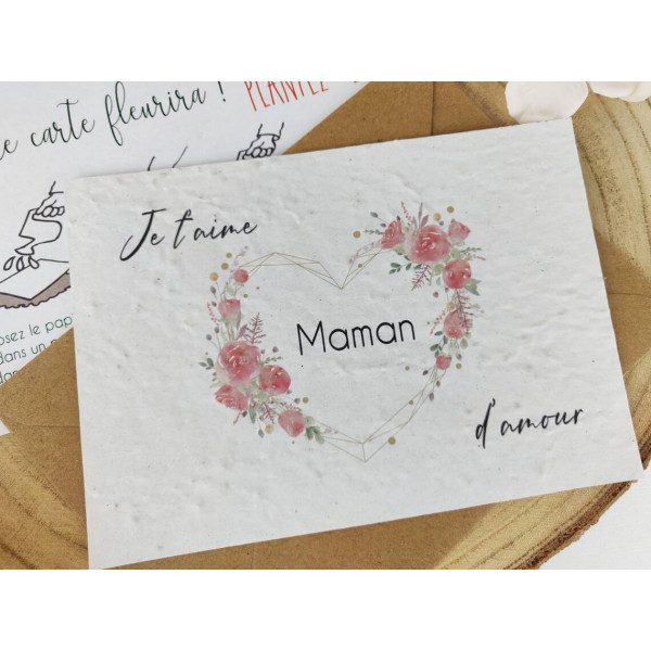Carte à planter pour maman, fêtes de mères coeur