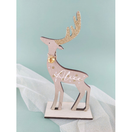 Décoration de Noël personnalisée faon cerf en bois