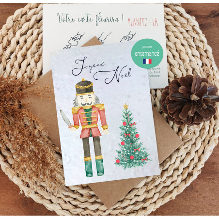 Lot de 4 Cartes à planter, Joyeux Noël, carte de voeux Noël en papier ensemencé