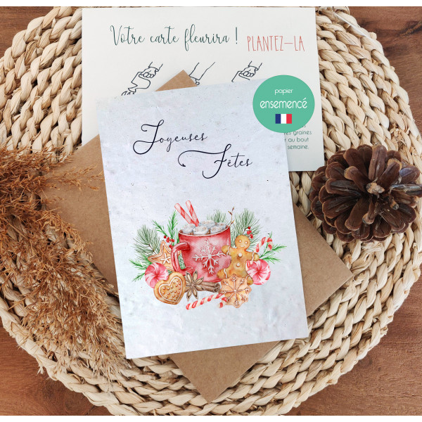 Lot de 4 Cartes à planter, Joyeux Noël, carte...