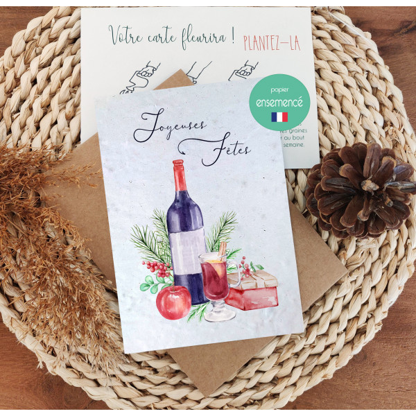 Lot de 4 Cartes à planter, Joyeux Noël, carte...