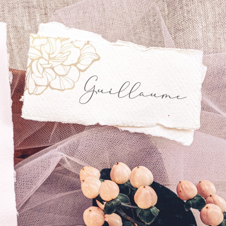 marque place pivoine mariage papier fait main artisanal élégant bord déchirés dorure