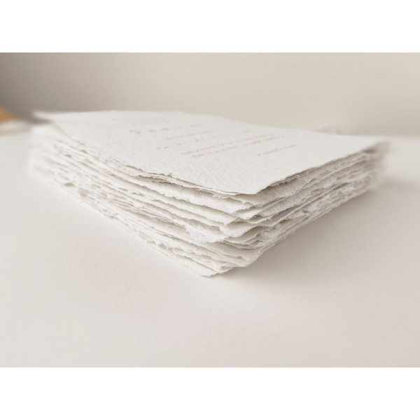 Faire part Naissance ou baptême en papier fait main coton bords déchirés artisanal fille ou garçon