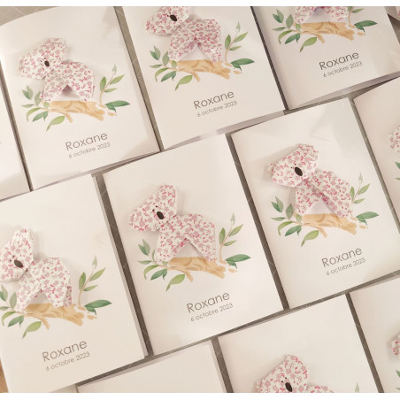 faire part naissance baptême fait main fille koala liberty pastel fait-main