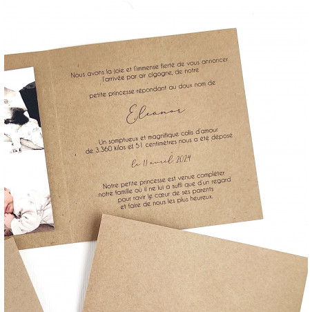 Faire part  cigogne en origami - papier japonais jaune