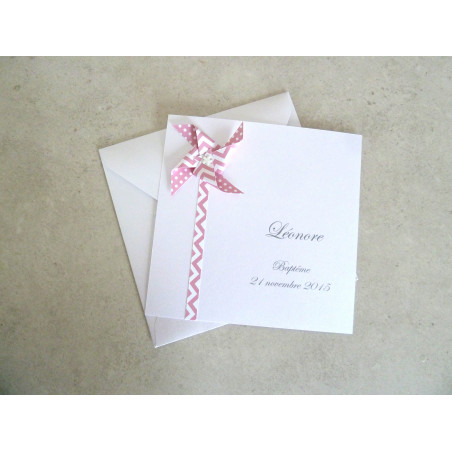 faire part baptême original moulin a vent fille fait main artisanal