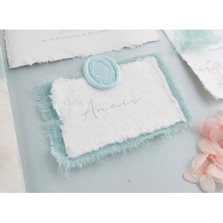 marque place mariage romantique doux en papier coton chiffon bord déchirés artisanal