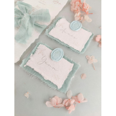 marque place mariage élégant bridgerton en papier chiffon coton bord déchirés calligraphie