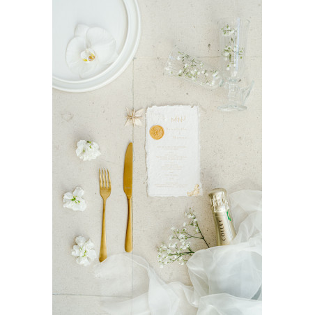 papeterie de mariage élégant cachet de cire et gypsophile papier fait main chiffon