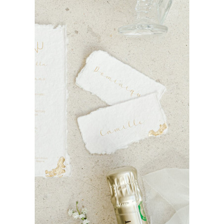 marque place mariage élégant en papier coton et dorure calligraphie