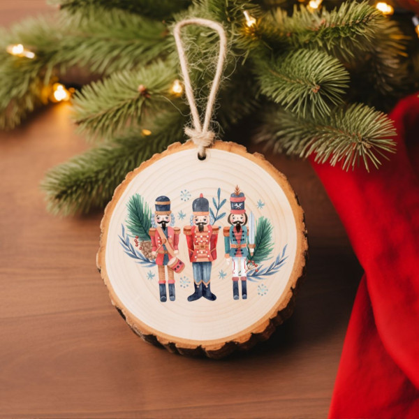 Boule de Noël en bois - Décoration sapin de Noël en bois - casse noisette