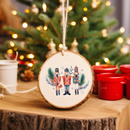 Boule de Noël en bois - Décoration sapin de Noël en bois - casse noisette