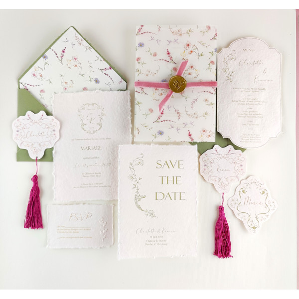 Menu de mariage Collection Romance Pastel en...