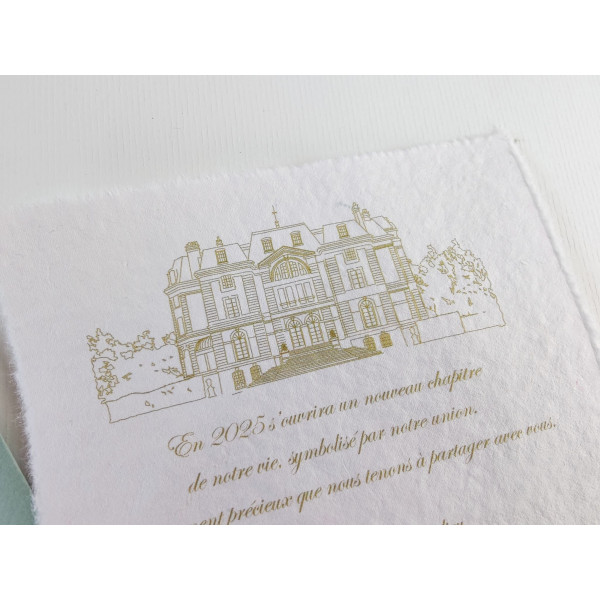 illustration dessin de votre lieu de mariage, croquis, église, manoir, château