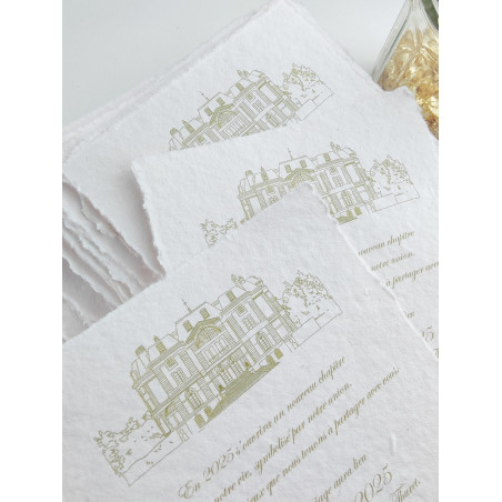 illustration dessin de votre lieu de mariage, croquis, église, manoir, château