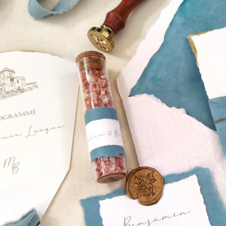 cadeau d'invités chic Tube sel rose de l'Himalaya personnalisé thème mer