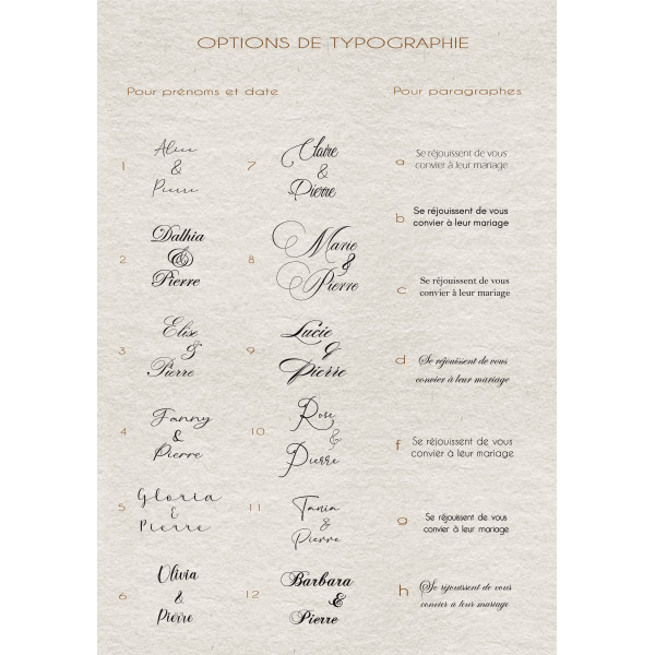 Menu de mariage Collection origami