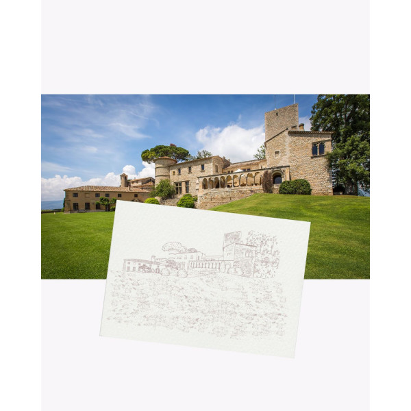 illustration dessin de votre lieu de mariage, croquis, église, manoir, château, domaine, cathédral