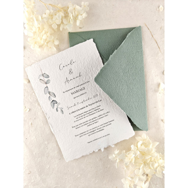 enveloppe faite main artisanale vert sauge mariage bapteme naissance
