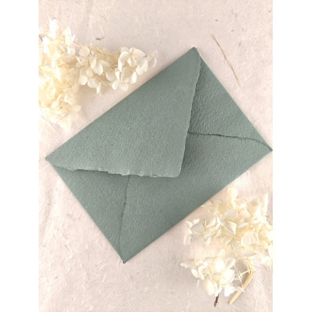 enveloppe faite main artisanale vert sauge mariage bapteme naissance