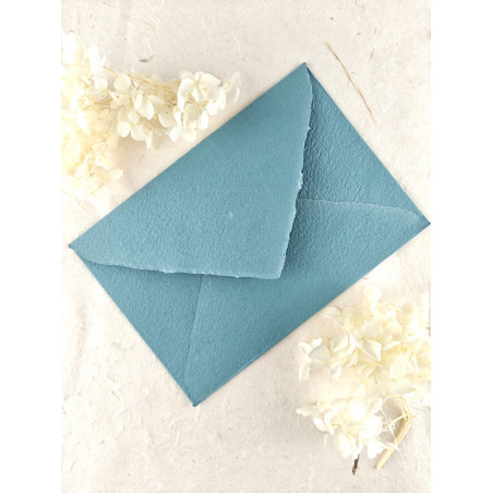 enveloppe faite main artisanale bleu océan mariage bapteme naissance